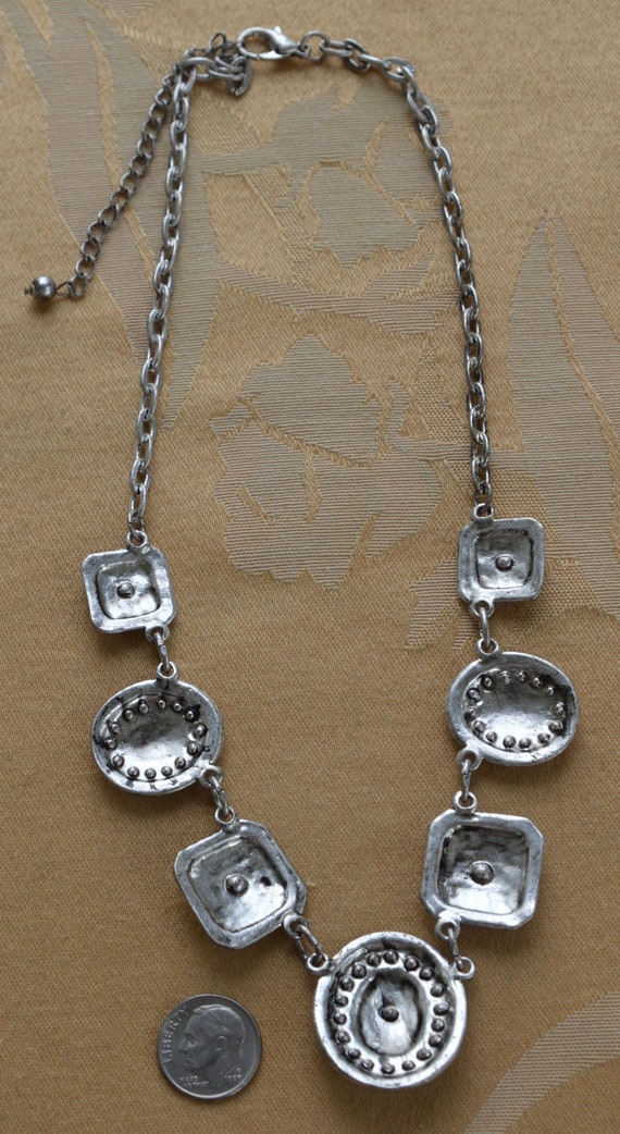 Gray Rhinestone, Enamel, Glitter Statement Neckla… - image 4