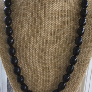 TRIFARI Black Plastic Beaded Necklace, 24-3/4”, Vintage