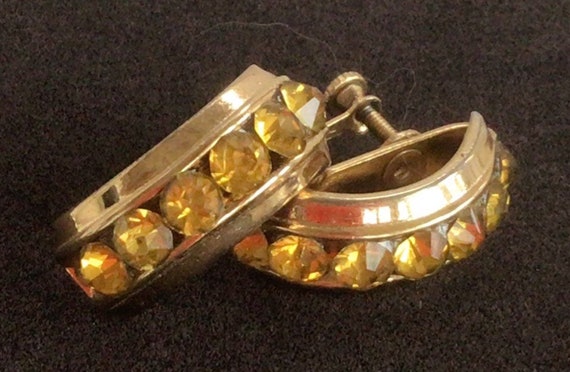 SCREWBACKS Coro Yellow Topaz Rhinestone Screw bac… - image 3