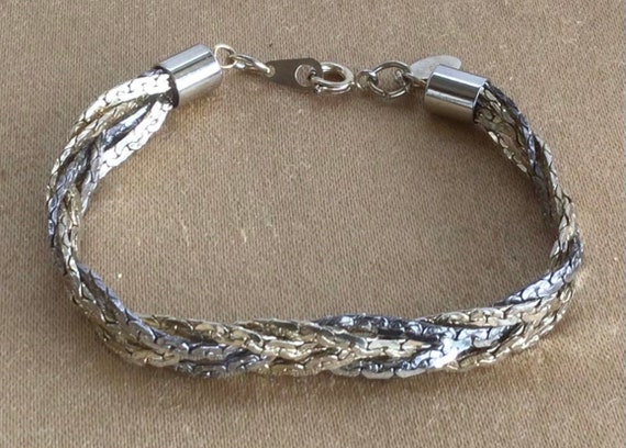 PREMIER DESIGNS Gold, Silver tone Woven Chain Bra… - image 3