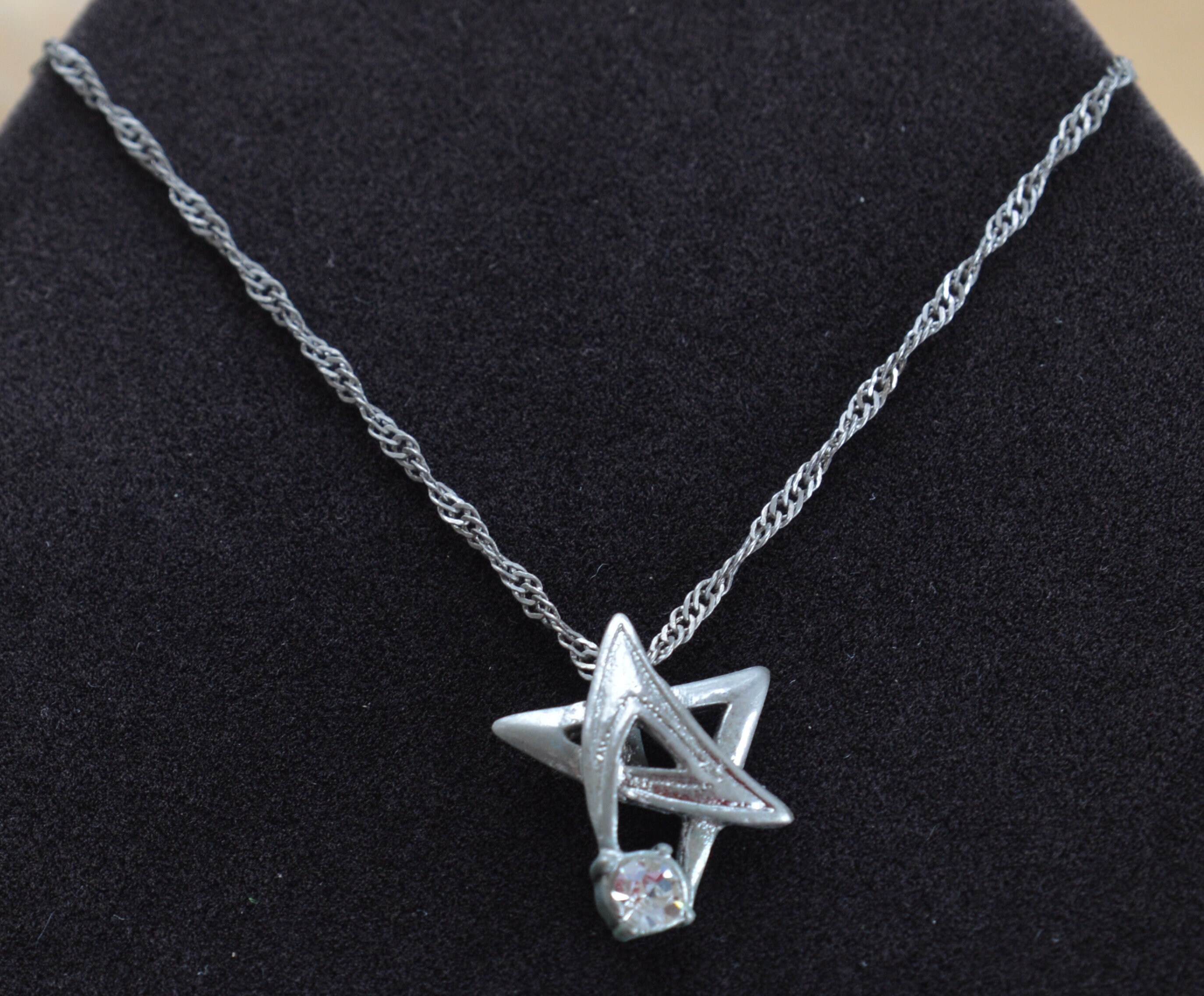 ☆TATIANA☆ Silver 925 star ornament necklace NZ2109 Rhinestone Star Pendant Necklace, Silver Tone, Vintage, 18
