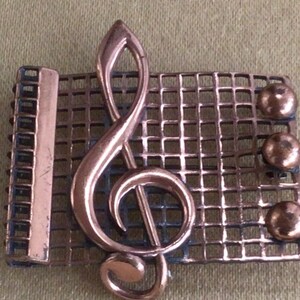 RENOIR Kupfer NotenBrosche, Anstecknadel, Vintage (AB11)