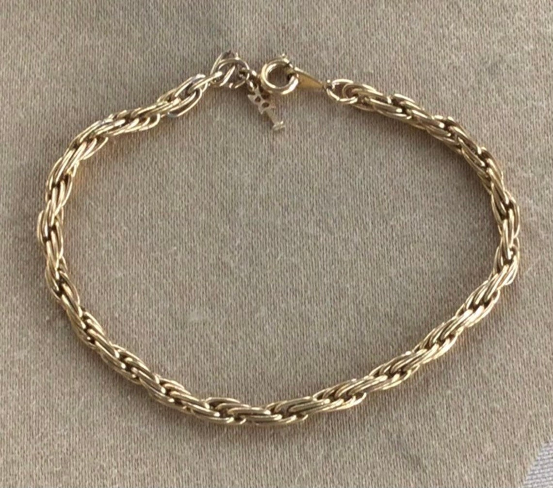 TRIFARI Gold tone Rope Chain Bracelet Vintage 71/2 TB406 Etsy