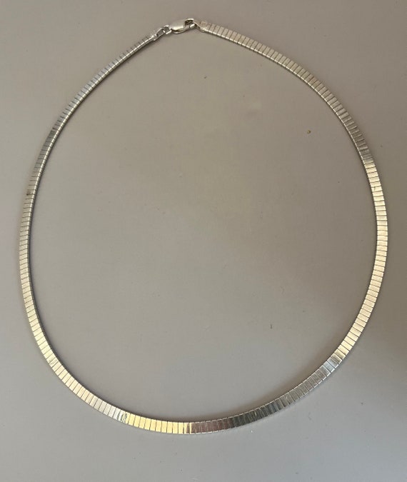 Sterling Silver Flat Omega Necklace, 18”, Vintage - image 1