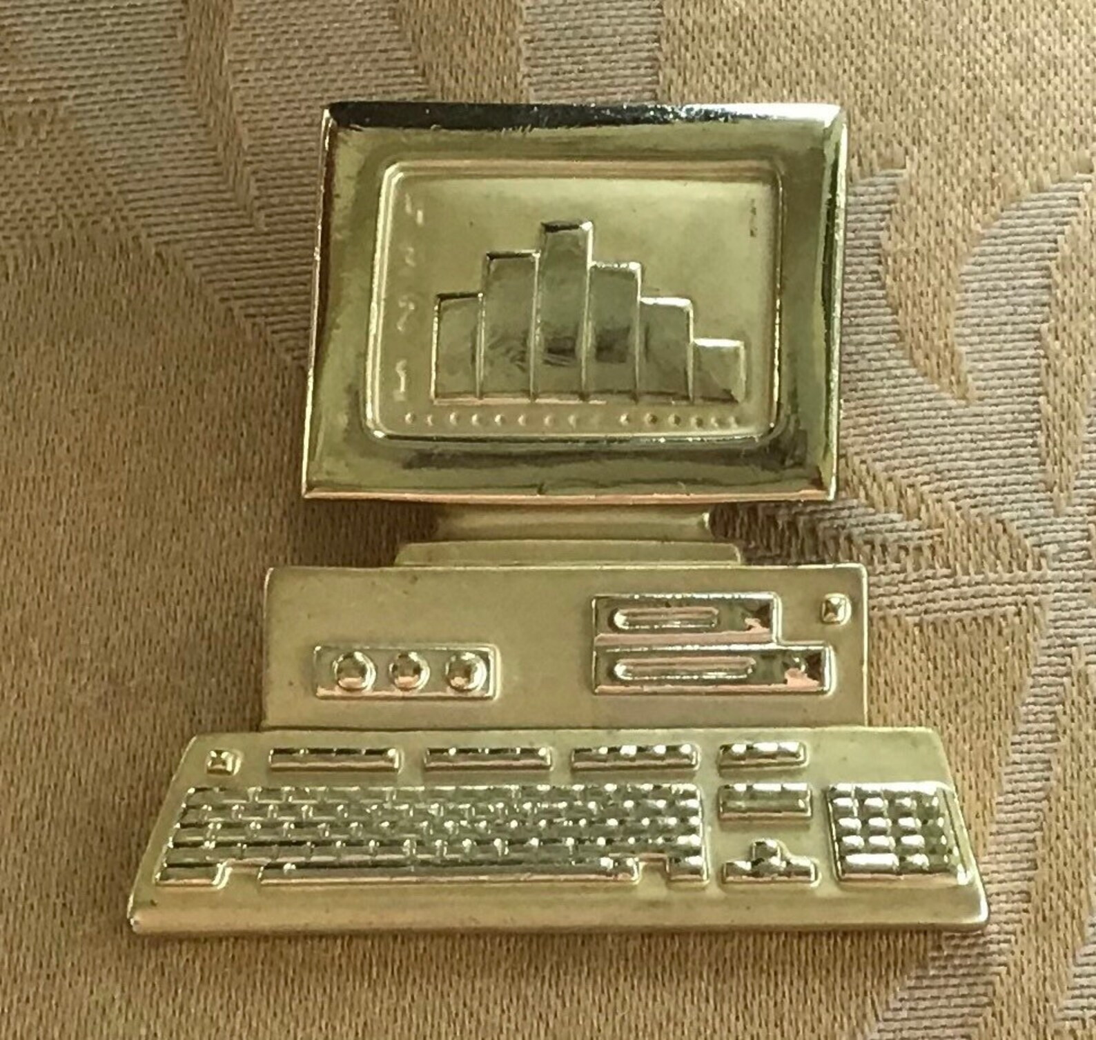 A.J.C. Gold Tone Computer Brooch Pin Vintage W9 Etsy