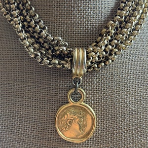 CAROLEE Gold Tone Roman Coin Necklace, 16”, Mylti-strand - Etsy
