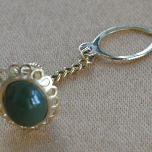 Jade Semi-Precious Tie Tac, Vintage, Gold tone, Man&#39;s Accessory (C12)