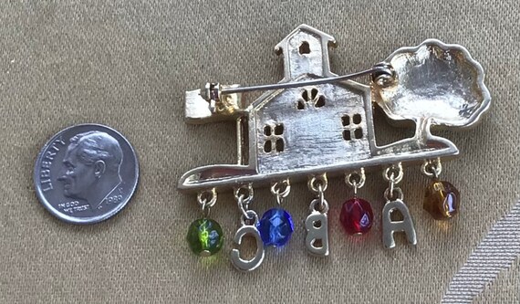 Colorful School house, ABC Brooch, Pin, Gold tone… - image 3