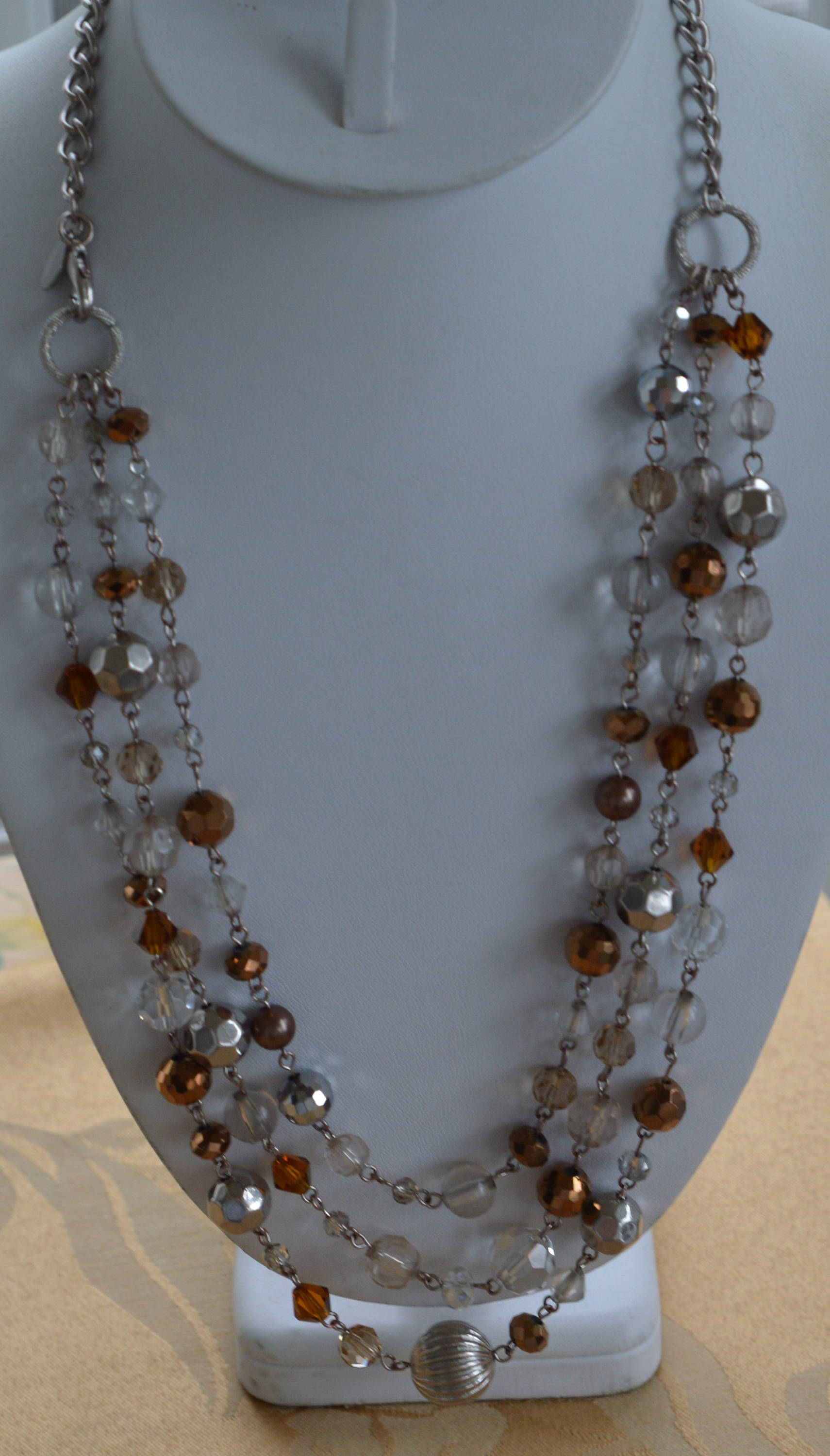 ネックレス・チョーカー [LAN ARCHIVE_official][1101] Clear Beaded Chain Necklace amour-twotone-white-bead-chain
