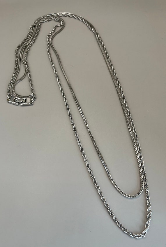 MONET Silver tone Double Strand Chain Necklace, 35