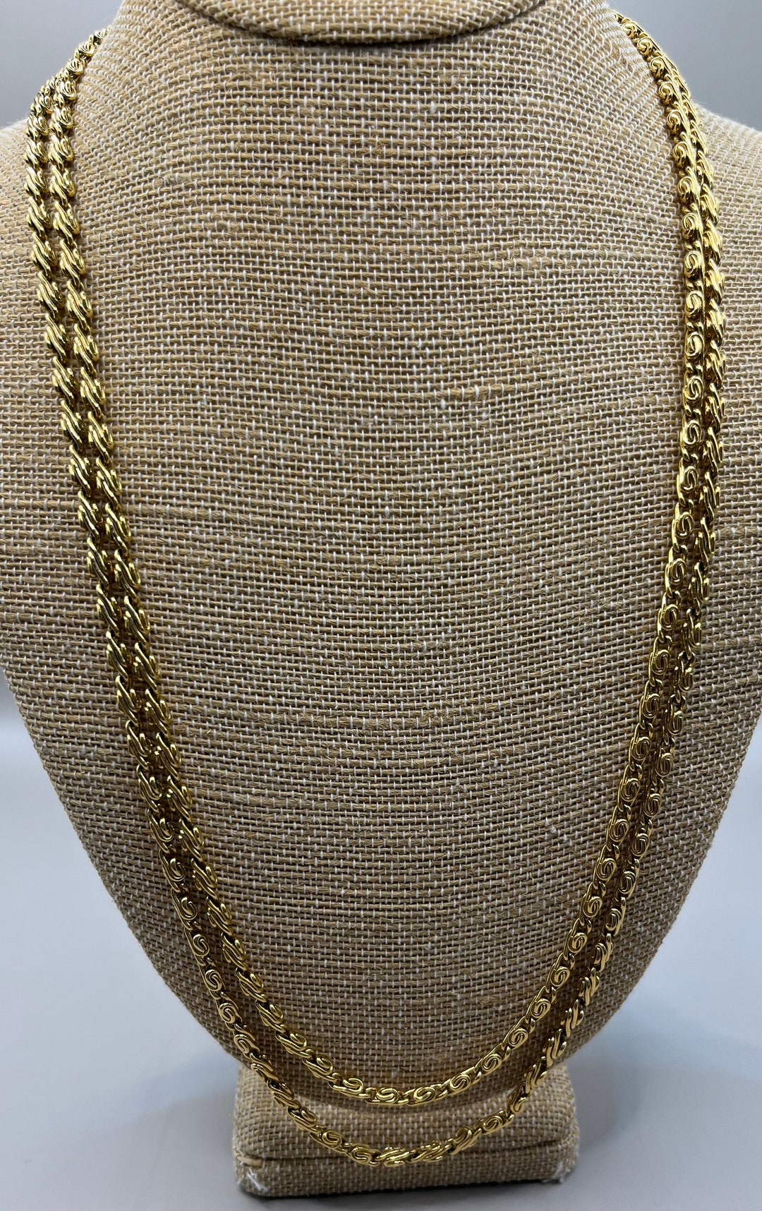 TRIFARI Gold Tone Long Chain Link Necklace, Vintage, 54 T17 Etsy