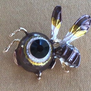 Grillige Vlieg, Bug Pin, Broche, Bruin, Zwart, Vintage (N2TB)