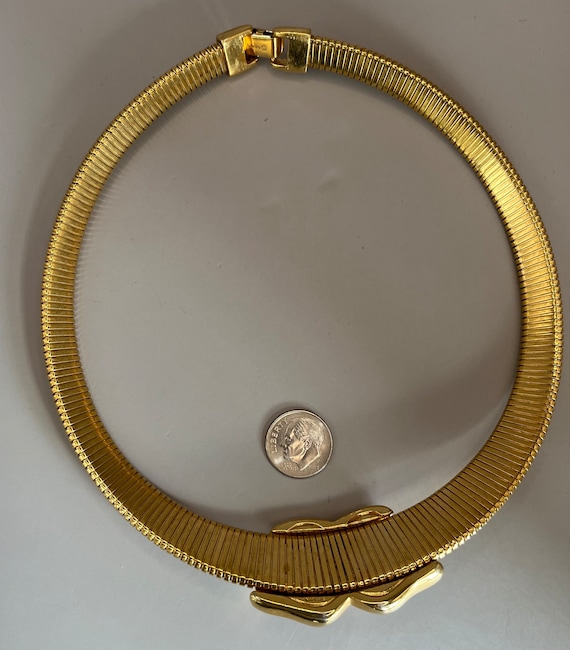 NAPIER Gold tone “X” Omega Necklace, 17”, Vintage… - image 4