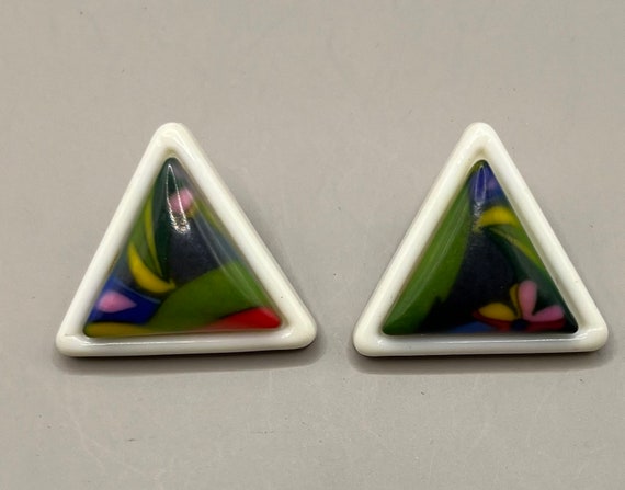 PIERCED Multi-colored Plastic Triangular Pierced … - image 1