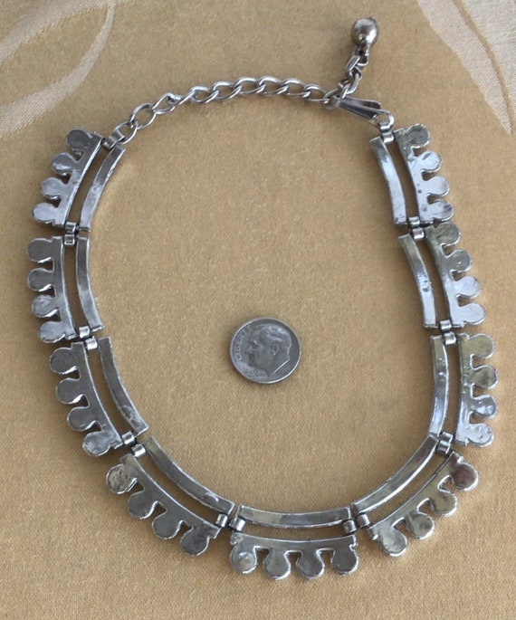 Silver tone Modern Choker Necklace, Adjustable, 1… - image 3