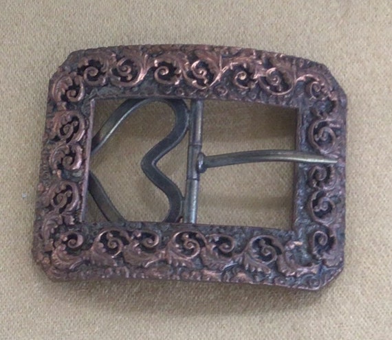 Copper Victorian Sash Buckle, Antique, Supplies, Upcycle  display picture 1