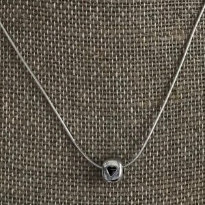 Sterling Heart Necklace, 16”, Vintage, Delicate, Teen (AO11)