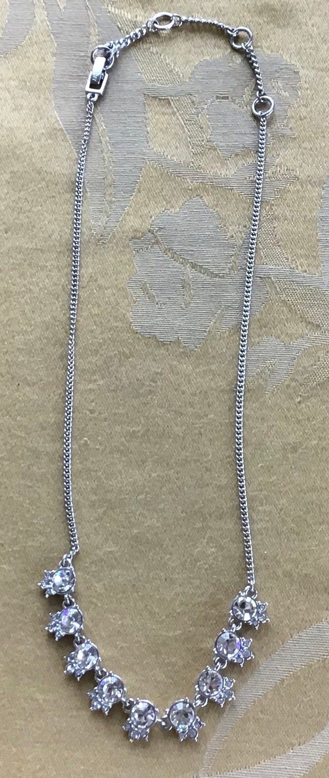 GIVENCHY Rhinestone Silver tone Necklace Adjustable | Etsy