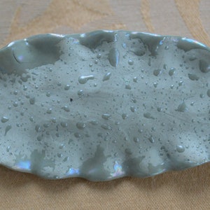 Clip de pelo de porcelana verde salvia, grande, vintage (AR1)