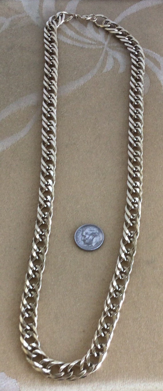 Gold tone Chain Link Necklace, 24”, Unisex, Vinta… - image 3