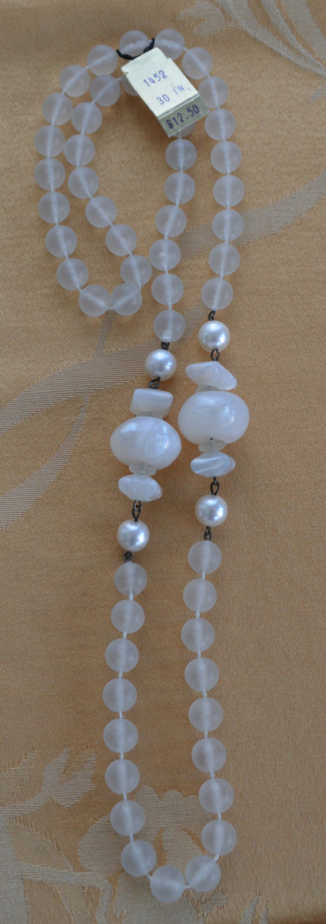 Collier Vintage Ras Du Cou - Fausses Perles Et Jaune Transparent Facetté - Longueur 41,5 Cm - Occasion