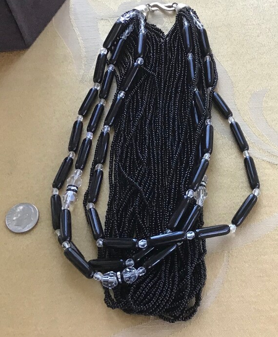 Black Glass Seed Bead, Plastic, Crystal Beaded Mu… - image 3