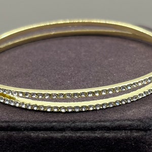 Gold tone Rhinestone Bangle Bracelet, Vintage