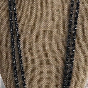 LES BERNARD Dark Gray Chain Necklace, Long, Vintage, 54” (AM5)