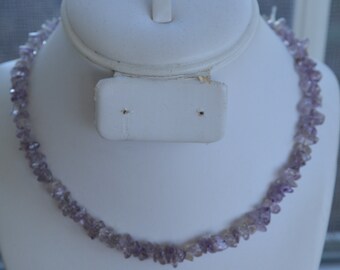 Amethyst Chip Beaded Necklace, Vintage, 15-3/4" (AH12TB)