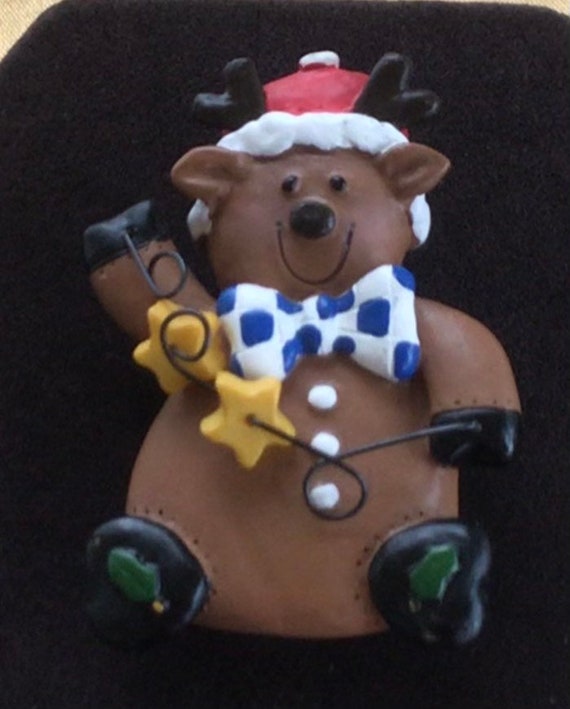 Brown Reindeer Santa Pin, Vintage, Christmas, Pla… - image 2