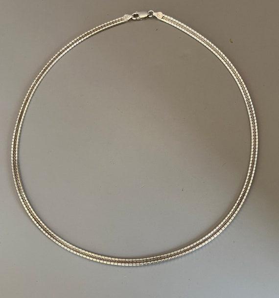 Sterling Silver Flat Omega Necklace, 18”, Vintage - image 4