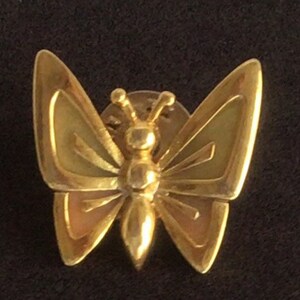 Brown, Beige Butterfly Tac Pin, Gold tone, Vintage (Z12)