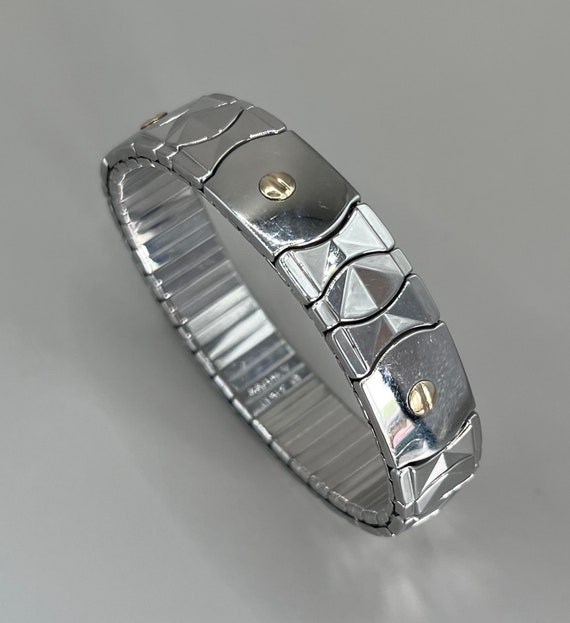 Italian Stainless Steel/14k Expansion Bracelet (AK9) Gem