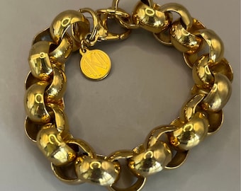 ANNE KLEIN Gold tone Heavy Chain Link Bracelet, Vintage (M11TB)