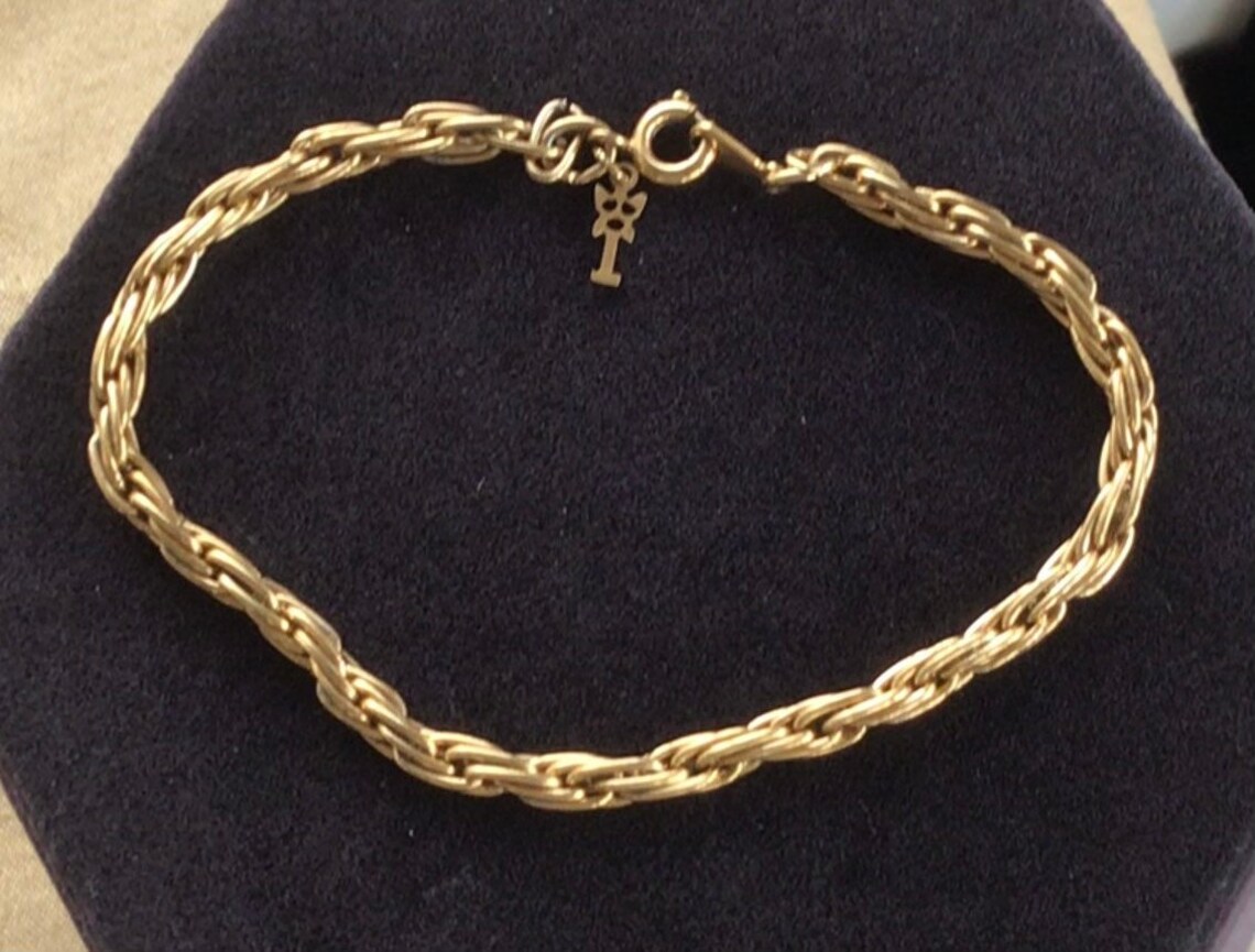 TRIFARI Gold tone Rope Chain Bracelet Vintage 71/2 TB406 Etsy