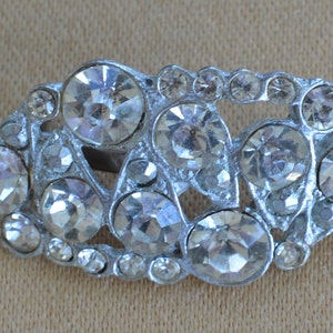 Pretty Vintage Rhinestone Brooch, Pot Metal, Silver tone, AJC  (D6)