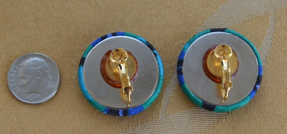 Green, Blue, Purple Fabric Button Pierced Leverba… - image 4