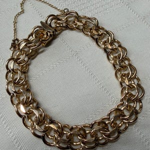 Gold filled Chain Link Charm Bracelet, 7.5”, Jacoby Bender, Mid-century