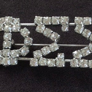 Griechische Strass Sorority Brosche, Pin, Phi Epsilon Epsilon, Silber Ton, Vintage (AR13)