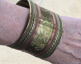 Ottone, Bracciale in ottone rame, Vintage, Tribale, Boho, Made in India