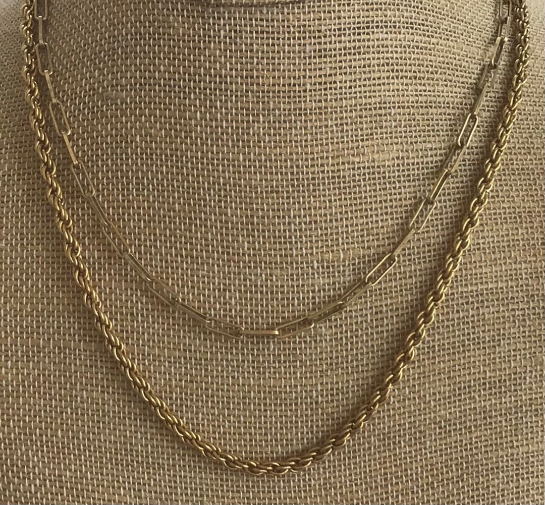 DYADEMA Brass Double Strand Chain Necklace 17 Vintage Etsy