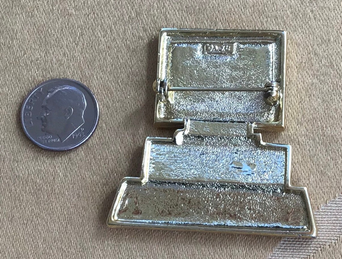 A.J.C. Gold Tone Computer Brooch Pin Vintage W9 Etsy