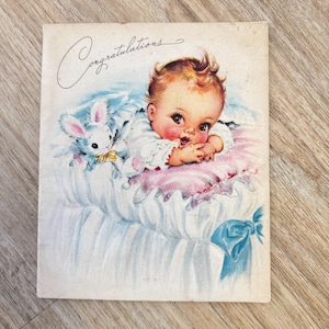 Cartão de boas-vindas vintage para bebê - Vintage Paper Ephemera