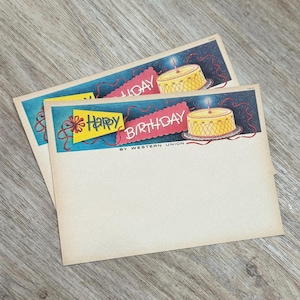 2 pièces - Vintage Western Union Happy Birthday Paper Telegram - Vintage Paper Ephemera - Junk Journaling