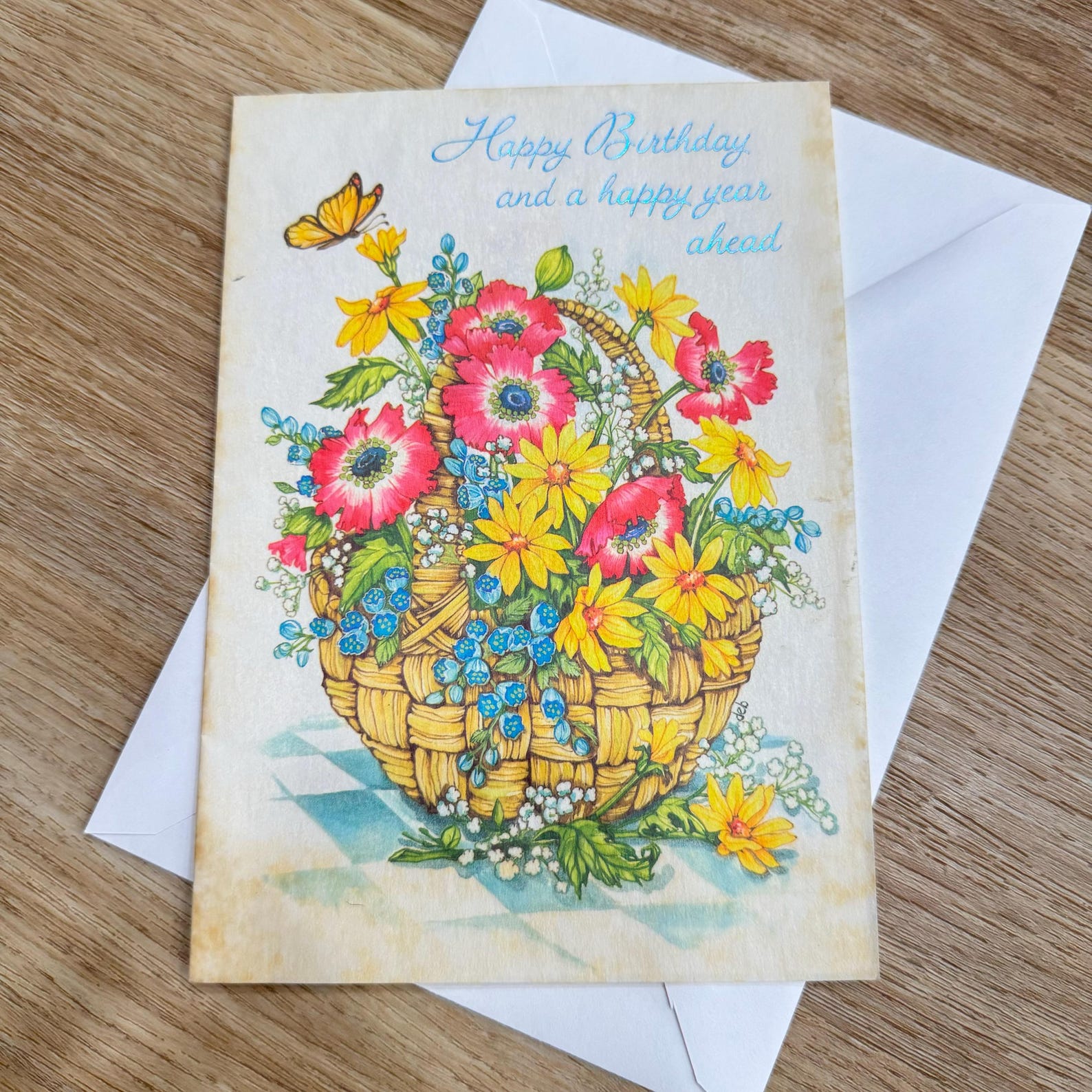 Vintage Happy Birthday Greeting Card - Vintage Paper Ephemera - Junk ...