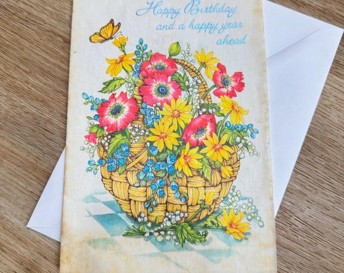 Vintage Happy Birthday Greeting Card - Vintage Paper Ephemera - Junk ...