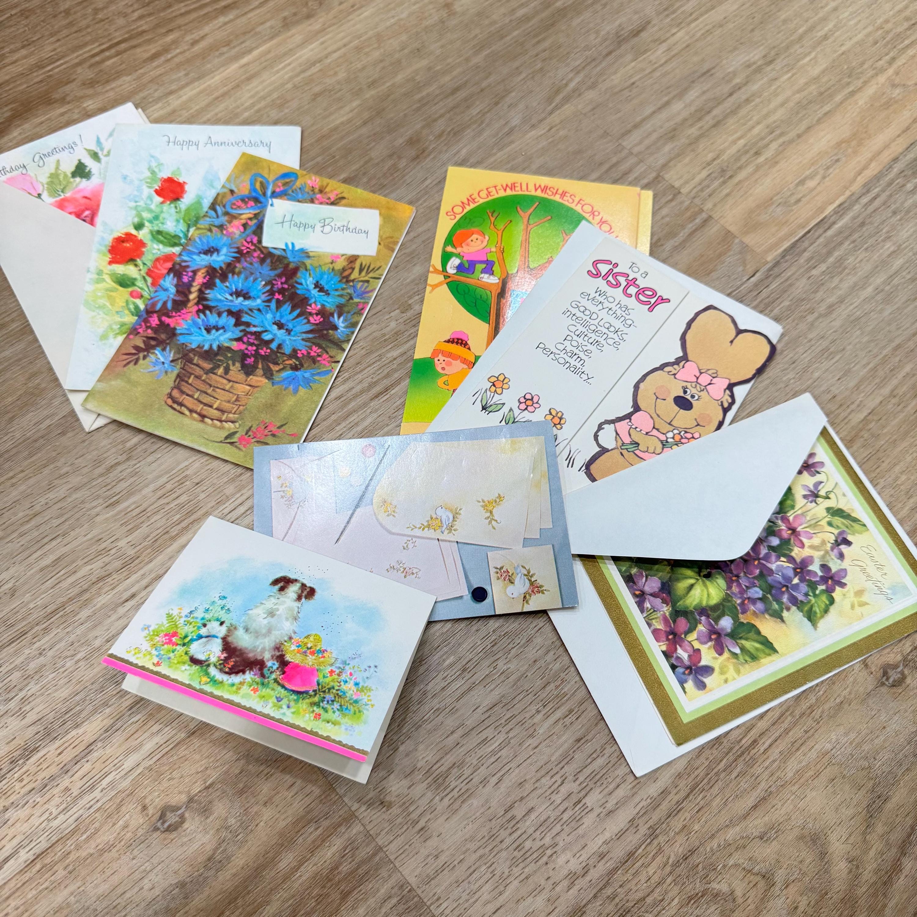 Vintage Assorted Greeting Cards - Set of 8 - Vintage Ephemera - Junk ...