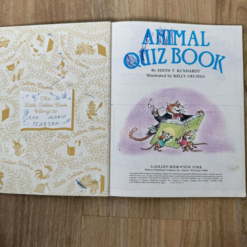 1983 - A Little Golden Book - Animal Quiz Book - Vintage Hardcover Book ...