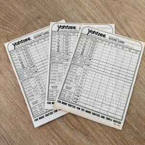 3-częściowy - Vintage 1982 Edycja Yahtzee Arkusze Wyników - Vintage Paper Ephemera