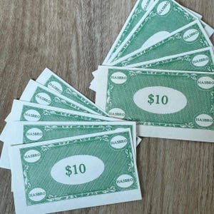 10 Piece Vintage Hasbro Play Money - Vintage Paper Ephemera